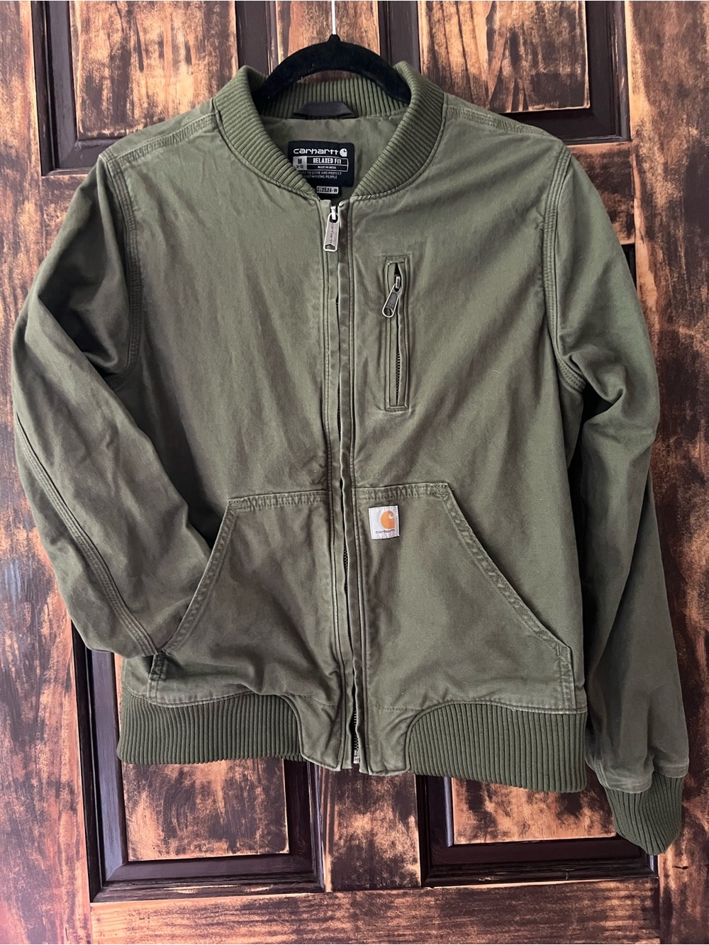 Carhartt women Olive Green Puffer-Style Bomber Jacket